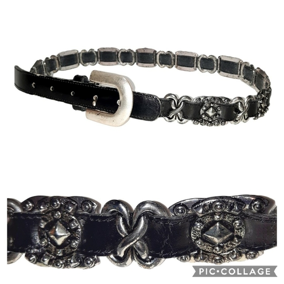 Brighton Accessories - Brighton Boho Western Leather Belt Silver Black